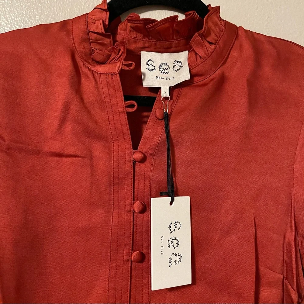 NWT SEA Ruffle Button Front Blouse - Picture 3 of 5